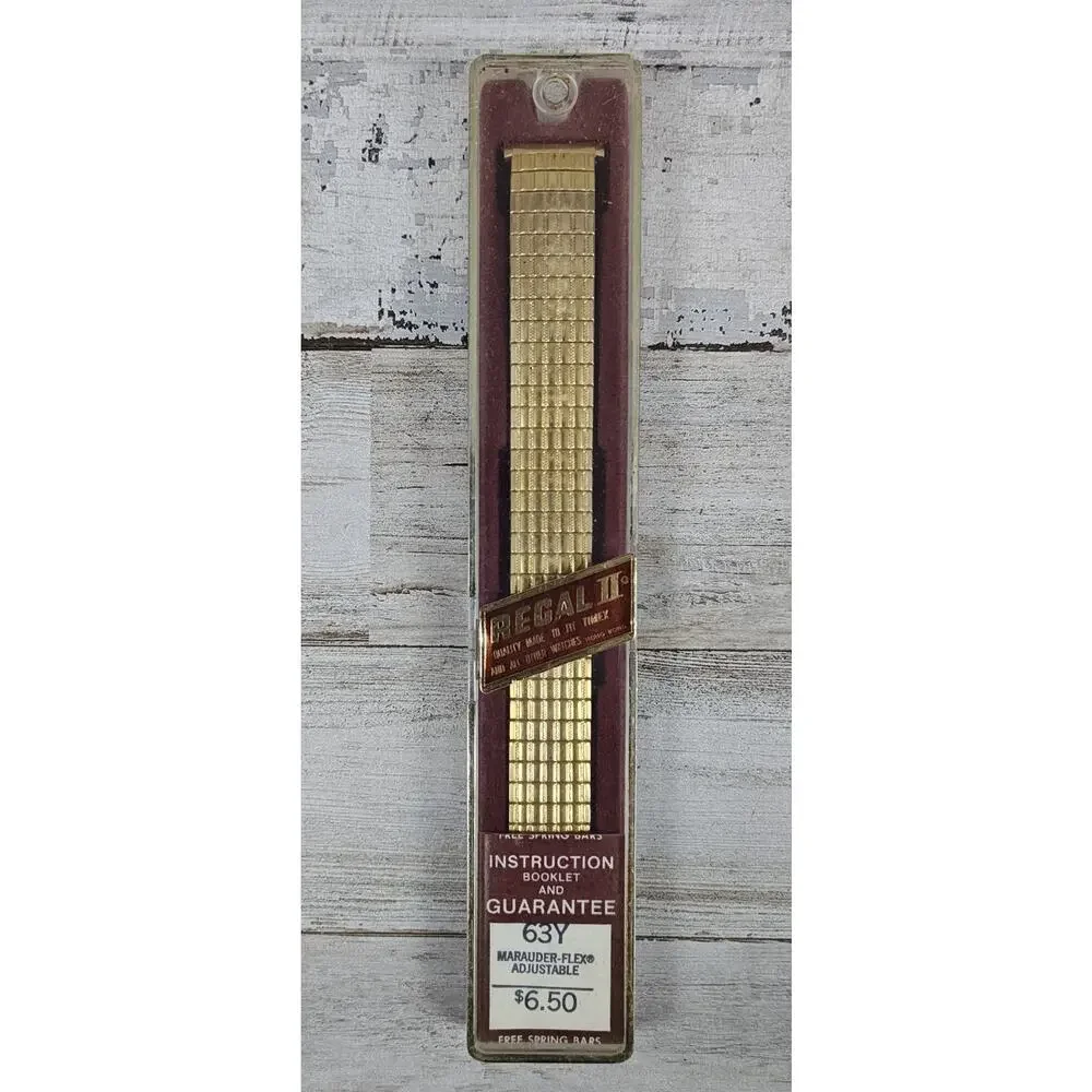 NOS Vintage Regal II 63Y Marauder-Flex Gold Tone Adjustable Expansion Watch Band